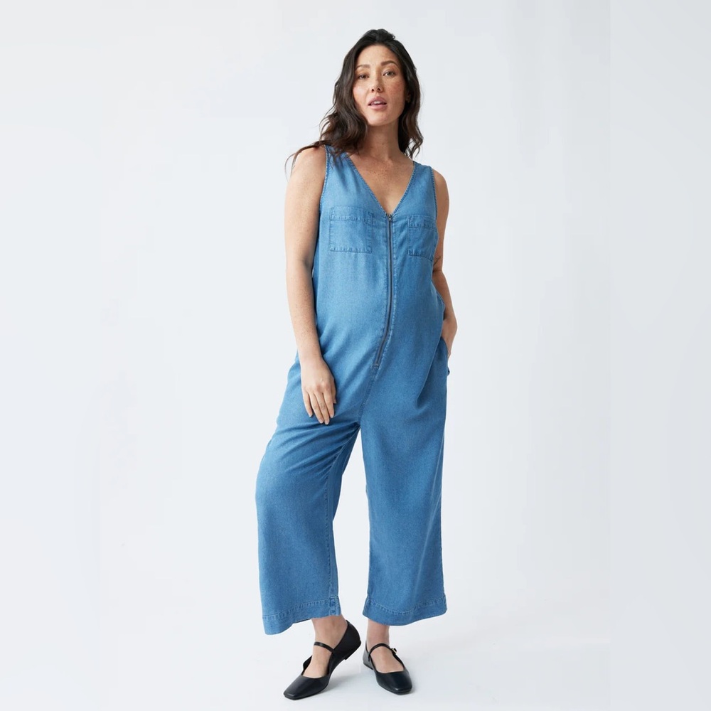 Zip & Relax Maternity + Nursing Chambray Jumpsuit